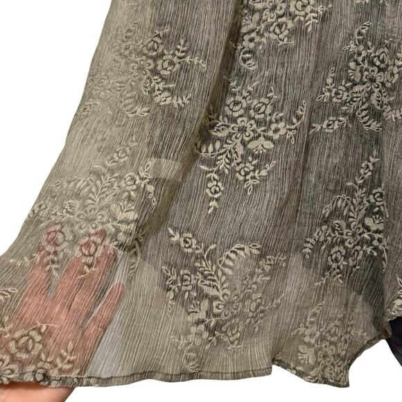 Andree by Unit embroidered sleeveless Top Sheer back shirt M Medium gray - Picture 4 of 6